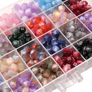 Cuentas octogonales de resina 10mm ojo de gato multicolor para creación de joyas de bricolaje
