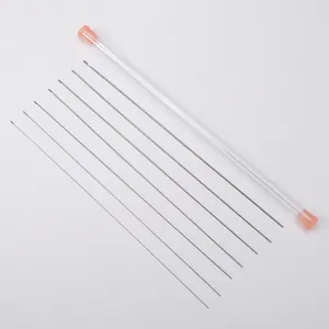 Set of 8 stainless steel beading needles with a clear storage tube for jewelry making