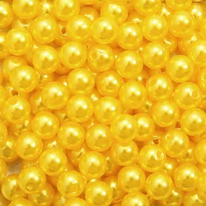 Bulk 4-10mm lemon yellow ABS faux pearls with holes for DIY craft jewelry making