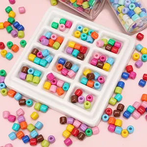 Glass Barrel Beads Cylindrical Spacer Beads Large Hole Pony Beads For Jewelry Making DIY Bracelet Necklace Macaron Colors Multi Color Accessories