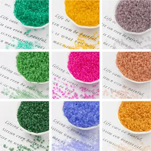 Mix of 3mm frosted transparent glass seed beads in nine colors for DIY jewelry making