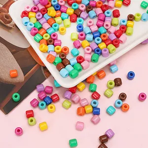 Colorful 6x6mm cylindrical glass barrel beads for DIY jewelry making and bracelets