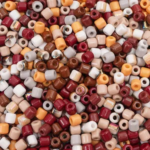 Macro shot of mixed 6x6mm cylindrical glass barrel beads for DIY jewelry making