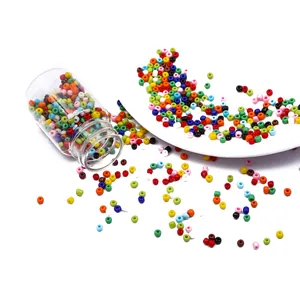 Vibrant mixed glass seed beads with clear storage jar for DIY jewelry making kits