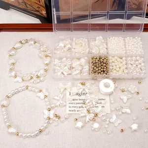 Materiali per la Creazione di Gioielli Fai da Te Perline in ABS Imitazione Perla Artificial Oro Lega Forme di Stella Cuore Farfalla