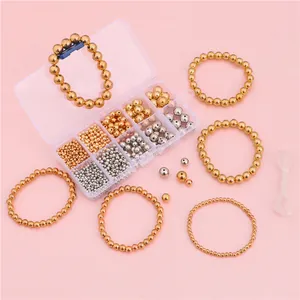 DIY Sieraden Maken Kit Goud Zilver CCB Ronde Kralen Alfabet Letter Kralen Met Elastisch Koord Opslag Voor Armband Handgemaakte Craft