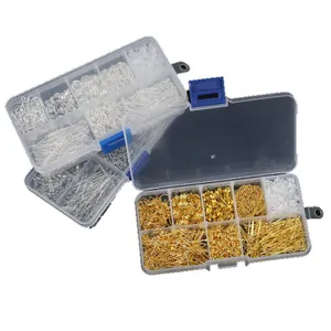 DIY jewelry making kit with gold and silver findings in 10-compartment storage box