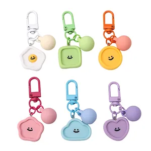 6er-Set bunte Smiley-Schlüsselanhänger in Macaron-Farben für die Taschen-Dekoration