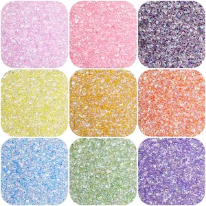 Nine-grid view of 450g colorful iridescent glass seed beads for DIY jewelry making