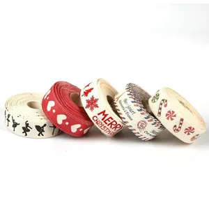 Ruban de Sangle en Coton Imprimé Pour Artisanat Fait Main Emballage Cadeau Décoration de Noël Motif Floral de Cœur Ruban Tissu