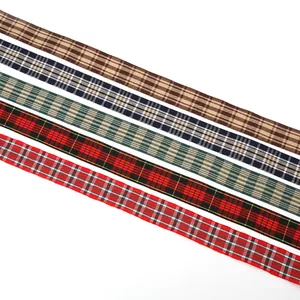 Assorted plaid pattern fabric ribbons in multiple colors for DIY handmade jewelry crafts