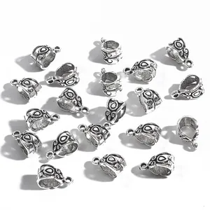 Perline pendenti a corona cava argento antico per creazione braccialetti e collane DIY