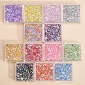 DIY iridescent glass bead set with 13 colorful organizer boxes for jewelry making