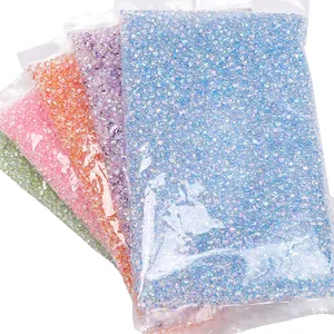 DIY colorful glass seed beads with rainbow AB coating in multi-color plastic bags
