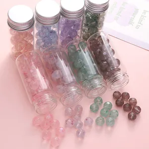 10mm colorful frosted glass earth beads set in storage bottles for DIY jewelry making
