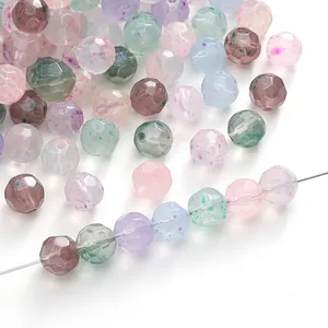 Colorful 10mm faceted glass earth beads for DIY jewelry and phone chain making
