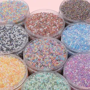 Iridescent Glass Seed Beads For DIY Jewelry Making Round Loose Beads With AB Coating Dyed Core Accessories For Handmade Bracelet
