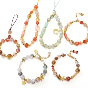 Mixed glass beads and alloy charms DIY set for handmade bracelets and phone lanyards