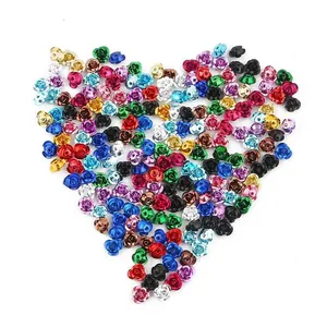 Assorted colorful aluminum 3D rose beads for DIY jewelry making in heart-shaped arrangement