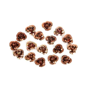 Macro shot of 3D rose-shaped antique bronze metal beads for DIY jewelry making