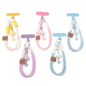 Braided 16cm alloy polyester phone wrist straps with colorful cloud and star charms