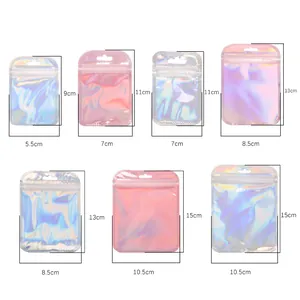 Sachets holographiques pour bijoux en plusieurs tailles et couleurs avec fermeture