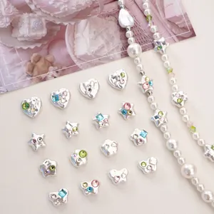 Perles en Acrylique Imitation Perle et Strass pour la Fabrication de Bijoux DIY Forme Cœur Étoile Papillon Accessoires pour Bracelet et Collier Faits à la Main