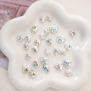 Perles assorties en forme d'étoile et cœur avec strass colorés pour bijoux DIY