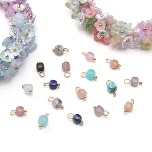 Gefacetteerde natuursteen bedeltjes met gouden ringen voor DIY-sieraden en handwerk