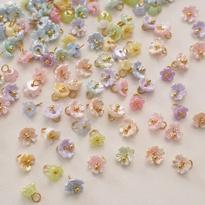 Colorful resin lily of the valley flower pendants with pearl luster for DIY jewelry making