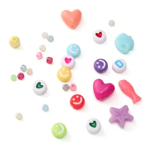 DIY jewelry kit with colorful 3mm glass seed beads and mixed heart star fish charms