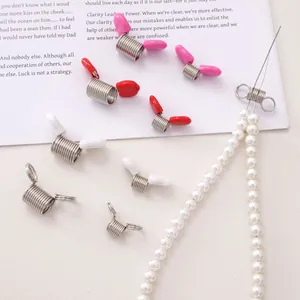 Conector de Clip de Resorte de Acero Inoxidable Con Tapas de Silicona Para Joyería Ajustador de Tamaño de Anillo DIY