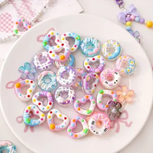 Colorful acrylic donut and heart shaped DIY beads for handmade jewelry craft