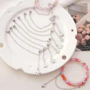 Alloy Electroplated Extension Safety Chain With Heart Starfish Butterfly Shell Moon Pendant For DIY Jewelry Making Bracelet Necklace Accessories Material