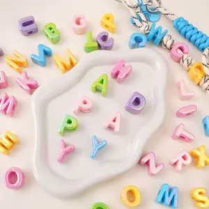 Colorful iridescent acrylic alphabet beads for DIY jewelry and phone chain accessories