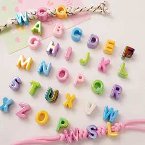Iridescent Acrylic Letter Beads 3D Alphabet Beads Big Hole Pearlescent Beads For DIY Jewelry Making Phone Bag Decor
