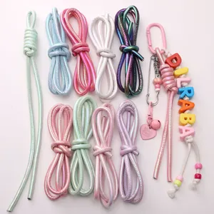 6mm braided PU leather cords for DIY crafts and keychains in various pearlescent colors