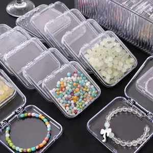 Transparent Plastic Jewelry Storage Box Set Moisture Proof Dust Proof Desktop Organizer Case For Beads Crafts Rings Accessories