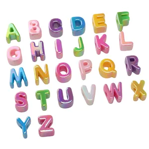 Colorful acrylic alphabet beads with iridescent finish for DIY jewelry and phone chains