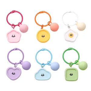 Porte-clés mignons en résine couleur macaron avec smileys pour sacs artisanaux