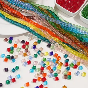 Faceted Cubic Glass Beads Transparent Crystal Loose Spacer Beads For DIY Jewelry Making Bracelet Necklace Phone Chain Accessories 6mm 8mm