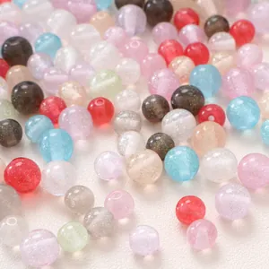 Perles Rondes en Résine Pailletée Perles d'Espacement en Vrac pour la Fabrication de Bijoux DIY Bracelet Collier