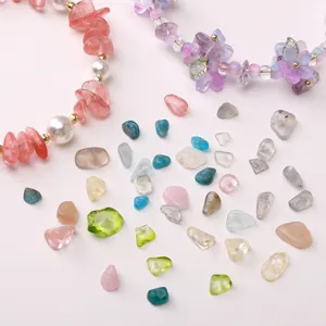 Irregular glass stone beads with pearls and floral charms for DIY jewelry making