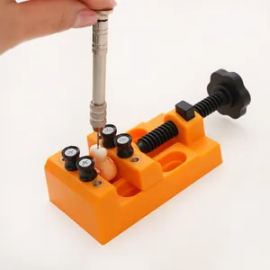 Mini manual drill and orange ABS bench vise set for precision DIY craft drilling