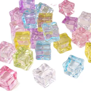 Colorful 18mm clear acrylic artificial ice cubes for DIY crafts and bar decorations