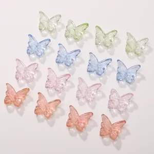 Iridescent Butterfly Lampwork Glass Beads For DIY Jewelry Making Bracelets Necklaces Translucent Butterfly Shape Beads Accessories