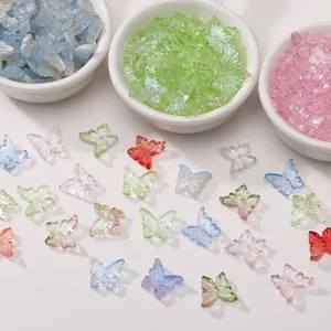 Colorful 14x12mm glass butterfly beads with pearl finish for DIY jewelry making