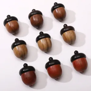 Ciondolo a Ghianda in Sandalo Fatto a Mano Mini Contenitore in Legno Scatola Vintage Retrò Fai da Te Collana Portachiavi Accessorio