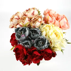 Bouquet di Peonie Artificiali in Tessuto di Seta Fiori Finti Stile Vintage Europeo per Matrimonio Casa Interno Ufficio Decorazione Tavola