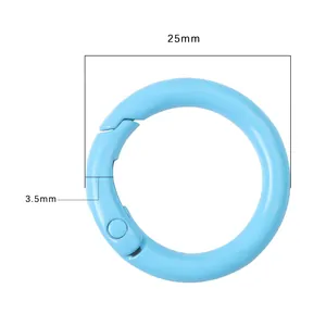 25mm light blue round spring O-ring buckle with 3.5mm thickness for keychains and DIY crafts